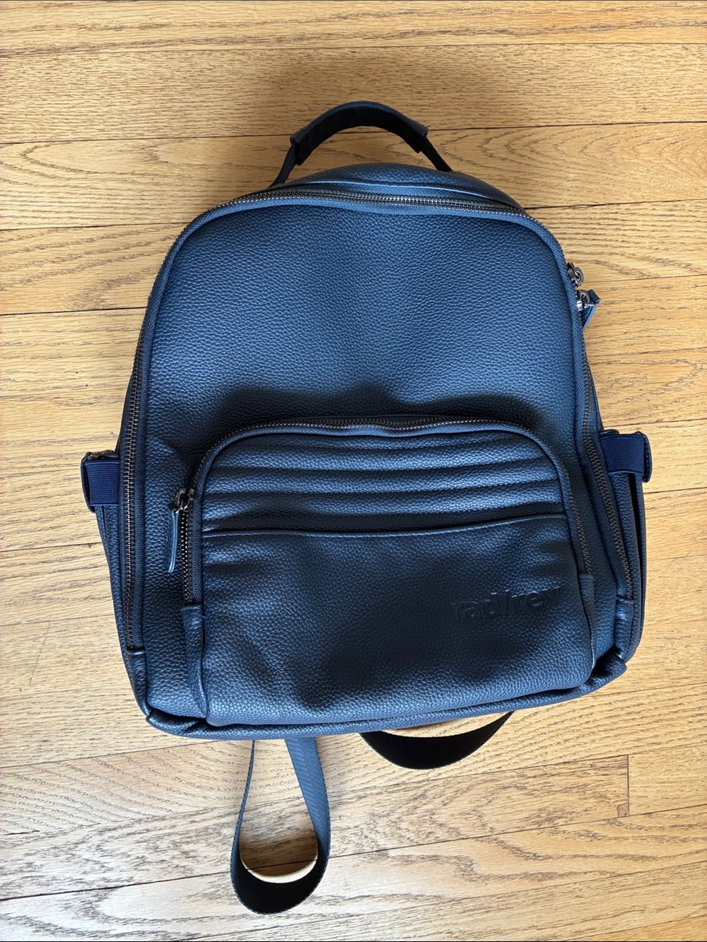 Classic Navy Blue Women's Leather-Textured Backpack